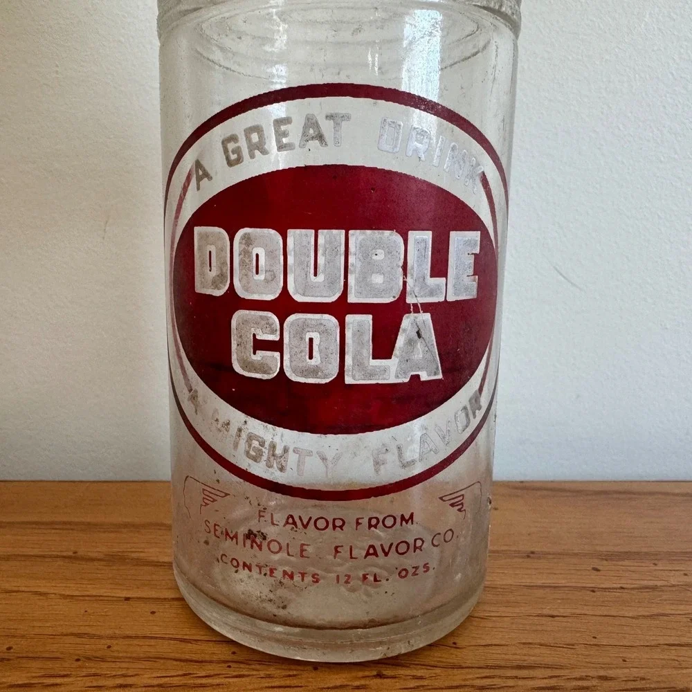 Vintage Double Cola Soda‎ Bottle Mighty Flavor Carbondale Illinois Glass 12oz